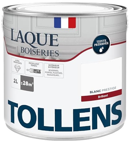 Tollens - Peinture, Laque, Ultra Résistante, Multisupport, Brillant Blanc, 2L = 28m2