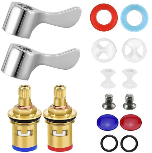 2 Sets Replacement Tap Valves Mixer Tap Cartridge Quarter Turn Tap Valves Cartridges 1/2 Turn Tap Cartridge Reviver kit Replacement Kitchen Tap Valves for Kitchen Bathroom Faucet Sink Taps