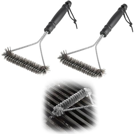 2 Stück Grillbürste,Grillbürste Für Gussrost,Grillrost Bürste,Grillbürste Edelstahl,Grillbürste Gusseisen,Mit Rutschfesten Komfortgriff,Drahtbürste Grill Für Alle Grillarten Geeignet,30cm Lang