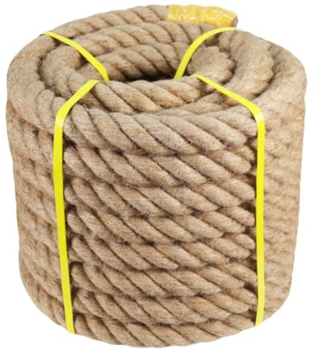 Natürliches Hanfseil – 5,1 cm x 30,4 m – strapazierfähiges Jute-Manila-Seil für Docks, nautisch, Geländer, Tauziehen, Klettern, Dekorieren