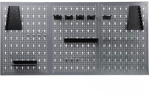Werkzeugwand aus Metall Lochwand Set mit Haken Halter 22 Teile XXL 120cm