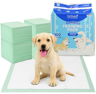 FurDreams Puppy Training Pads - 100pk- Super Absorbent Bamboo, Odour Locking & Multi-Layered, Leak Proof, Quick Dry, Scented Attractant Disposable Mats for Dogs Pee Wee Piddle – 60 x 90 cm