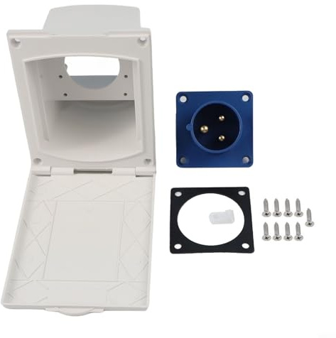 TONIXY for CARAVAN for Outdoor Socket, RV Trailer External Power Socket IP44 Waterproof Inlet Box 16A 250V AC With Mounting Panel(white)