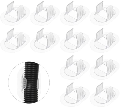 sourcing map 12 Pcs Washing Machine Drain Hose Holder (Fits 30-38 mm OD Hose) - Self-Adhesive No Drill Fixing Clip Guide Clamp Bracket for Clothes Washer/Laundry Tub Discharge, Transparent