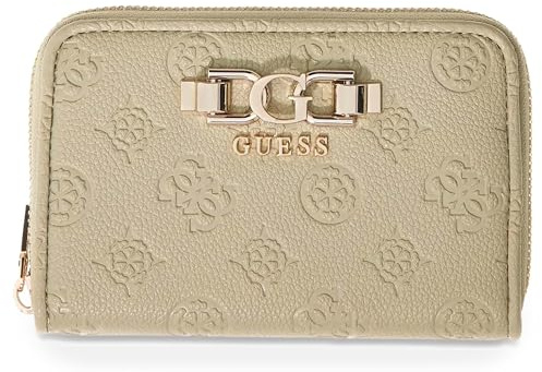GUESS Geldbörse Anise SLG Zip Around Wallet Sage Logo Khaki