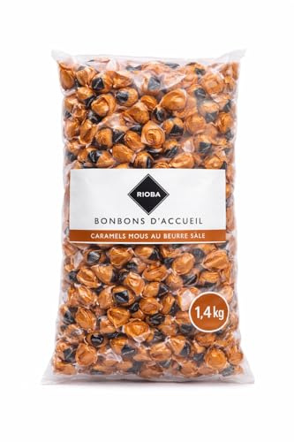 Bonbons d'Accueil Caramel Au Beurre Salé Rioba - 1,4 Kg mini-bonbons à offrir, restaurant, salle d'attente, conférence, Accueil Garage, concessionnaire auto