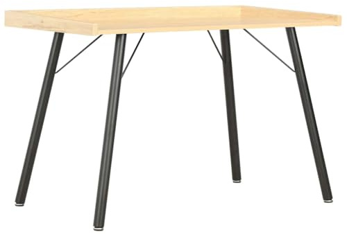 Teenpull Compact Black & Oak Desk 90x50x79 cm, Engineered Wood Computer Workstation with Elevated Backboard, Modern Home Office Study Table