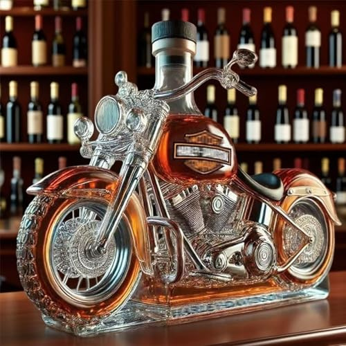 Whiskey Decanter Bottle - 300ML Motorcycle Shaped Glass Decanter for Spirits Storage, Stylish Home Bar Art, Creative Gift