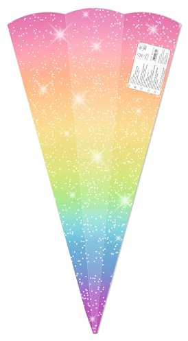 Ursus 992 00 02F - Schultüten Regenbogen, 5 Stück, Rohlinge aus farbig bedrucktem Karton 460 g/m², 6-eckig, Höhe ca. 68 cm, Durchmesser ca. 20 cm, zum Selbstbasteln, für die Einschulung