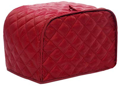Toaster Cover, DesignerBox Polyester Grid Bread Toaster Dust Cover Bakeware Protector for Two Slice Toaster Appliance and Dust & Fingerprint Protection (Red, 11W x 8D x 8H)