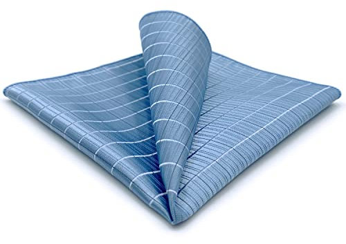 S&W SHLAX&WING Pañuelo de Bolsillo Grande para Hombres Azul Cielo Cuadros para Traje