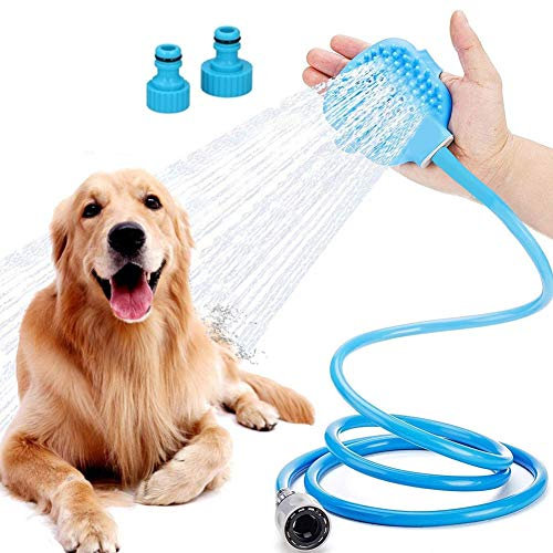 Ki Pet Toelettatura Lavaggio Cani e Gatti con Doccia Guanto Pulizia Cane Gatto Attacco Universale con 2 Adattatori Fontana Giardino Casa Lunghezza 250cm