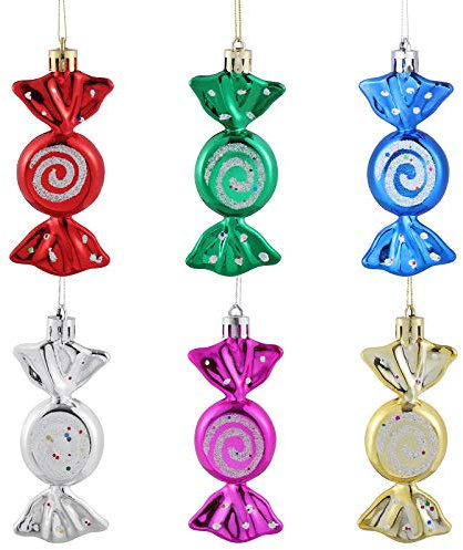 Amosfun 6pcs Weihnachten Süßigkeiten Verzierungen Weihnachtsbaum Baumschmuck für Weihnachten Urlaub Partei liefert Ornamente Geschenk hängen
