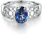 Daesar Damen Ring 18K Weißgold Eckig mit Blau Saphir 1.4ct Eheringe Nickelfrei Hochzeitsring Weißgold Diamant Gr.56 (17.8)