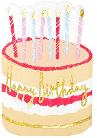 Talking Tables Happy Birthday Napkins in a Cake Shape | Pretty Party Table Decorations for Afternoon Tea Party, Pack of 12,33cm x 33cm, NAPKINCAKE