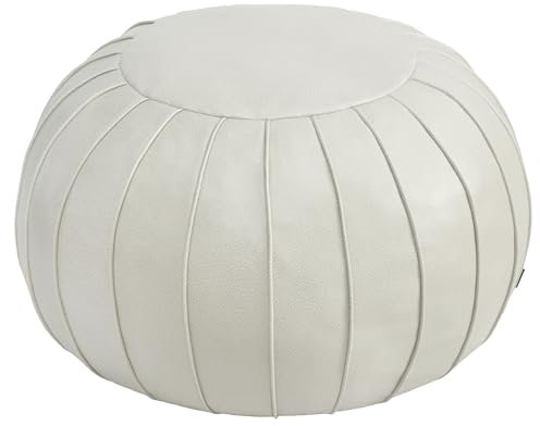 Thgonwid Ungefüllter, handgefertigter Wildleder-Fußhocker, Ottomane, Kunstleder, 58,4 x 35,6 cm, runde Bodenkissen, Aufbewahrungslösungen für Wohnzimmer, Schlafzimmer und Kinderzimmer, Braun / Beige