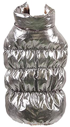 Herbst Winter Haustier Hunde Katzen Daunenjacke, Hund Mantel Verdickung, Wasserdicht Fleece gefüttert Warme Winterjacke Hunde Bekleidung für Teddy, Yorkshire Terrier, Chihuahua, Pommern Silber S