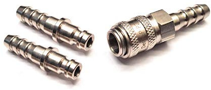 Inline Quick Release Fitting Coupling for 8mm Bore Butane/Propane Gas Hose: 1 Female & 2 Male Couplers - Ideal for Gas BBQ - Patio Heater, Camping Gas Cookers