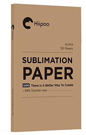 Hiipoo Sublimation Paper 8.5x14 Inch, Work with Sublimation Ink and E Sawgrass Inkjet Printers for Mugs T-Shirts Light Fabric and Other Sublimation Blanks (110 Sheets, 120G)