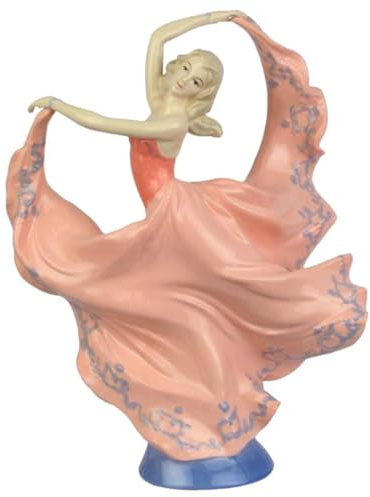 vianmo Porzellan Figur Skulptur tanzende Frau rosa Kleid Tänzerin