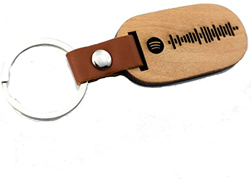 QUE VIVA LA NOVIA Llavero Spotify personalizado de madera y cuero