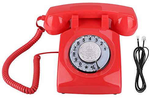 ciciglow Vintage Telefon, Retro Wählscheibe Festnetztelefon Klassisches Telefon Authentisches Klingelring Festnetztelefon für Home Office Hotel(rot)