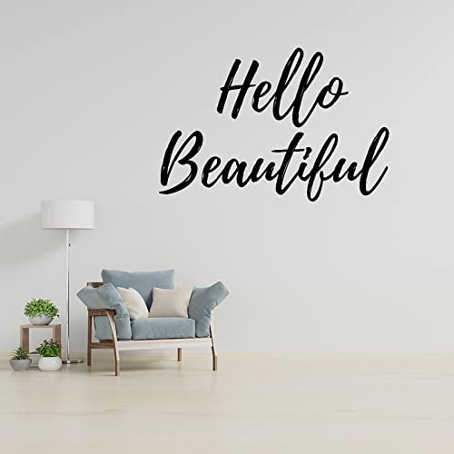 Vinyl-Wandaufkleber, Motiv: Hello Gorgeous / Hello Beautiful / Vinyl, inspirierende Zitate, Wandaufkleber für Fitnessstudio, Büro, Schule, Klassenzimmer, 55,9 cm