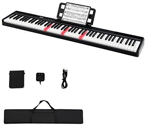 DREAMADE Digital Piano 88 Tasten, Tragbares Keyboard mit Subtain Pedal & 2 Musiknotenhaltern, E Piano für Kinder und Erwachsene