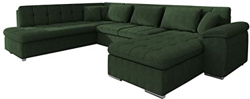 Mirjan24 Eckcouch Ecksofa Niko Cord, Design Sofa Couch mit Schlaffunktion U-Sofa Große Farbauswahl Wohnlandschaft (Poso 14, Seite: Rechts)