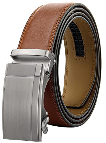 Chaberlu Gürtel Herren,Ledergürtel Ratsche Automatikschließe Business Anzug Gürtel Verstellbarer Leder Gurtgürtel für Jeans, Breit 35mm, Größe Angepasst