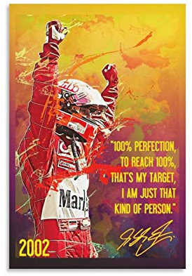 JIANJIE Michael Schumacher Great Racer Autogramm Poster Inspirierende Zitate Wandkunst Poster Scrollen Leinwand Gemälde Bild Livi