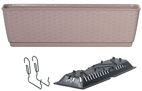 Prosperplast Pendant Pot - umfasst Ratolla P -Stützhaken, Abmessungen (MM) 590x154x142, Mocca -Farbe