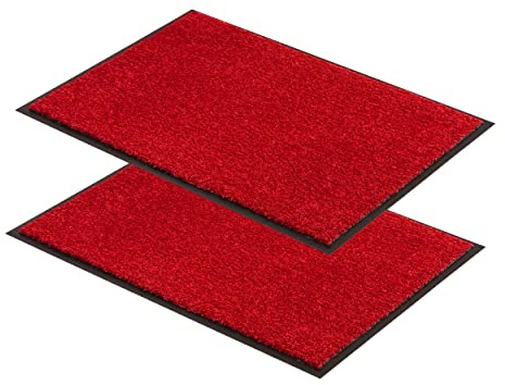 Astra Strapazierfähige Schmutzfangmatte innen - Rot 40 x 60 cm - 2er Set | Rutschfeste Türmatte Innenbereich Fußmatten pflegeleicht Eingangsmatten verschiedene Größen & Farben Fussmatte robust indoor