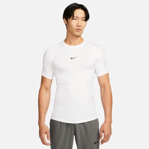 NIKE FB7932-100 M NP DF TIGHT TOP SS Sweatshirt Men's WHITE/BLACK Size L
