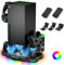 Cooling Fan Stand for Xbox Series X Console - Vertical Controller Charging Station & Cooler System with 15 RGB Light Modes, 2 Batteries and 3 Holders for Xbox Series X Accessories Storage