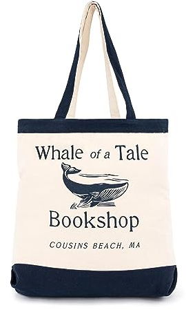 Jay Franco Summer I Turned Pretty Whale of a Tale Strand-Tragetasche, Segeltuch, 40,6 x 35,6 cm, Doppelriemen, Marineblau, 16 x 14 Zoll