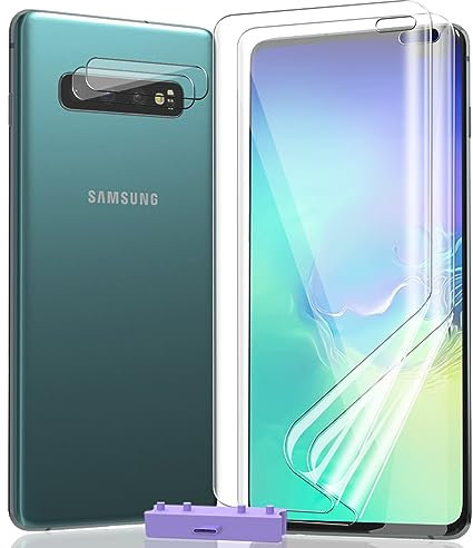 AnnhanT Schutzfolie für Samsung galaxy S10+/S10 Plus [Nicht-Glas], Flexible TPU-Folie und Panzer Schutz Glas Kameraschutz [3+3 Stück]. HD Film Anti-Kratze