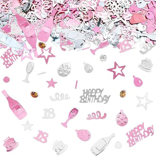Darryy 1200 Stück Konfetti 18 Geburtstag Deko, 18 Geburtstag Deko, Konfetti Rosegold für 18 Geburtstag, Jubiläum Party Supplies Deko, Tischdeko Geburtstag 18 (Roségold-18)