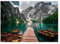 STYLER Glasbild Lago di Braies 70 x 100 cm | Schlafzimmer Wohnzimmer Flur Büro | Wandbild Glas Bild | Pragser Wildsee Südtirol Italien Alpen Dolomiten Natur Landschaft See Berge Bergsee Wald XXL groß
