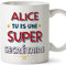 Mugffins Tasses Personnalisables pour SECRÉTAIRE femme - En Français - Cadeau Personalisé- Tu es Super - 11 oz / 330 ml