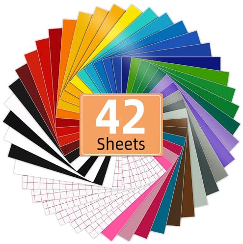 Lya Vinyl 42 Feuilles De Vinyle Adhesif- (30,5 cm x 20,5 cm) vinyle permanent Pour Cricut, Cadeaux DIY, Tasse, Fenêtre, Céramique