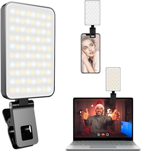 Video Light LED with Clip, Camnoon Selfie Streaming Light with 80 LED Beads, 3000K-6500K, LED light with 5 Modes, 120G Portable Camera Light for Outdoor Mobile/Vlog/Photography/Tiktok