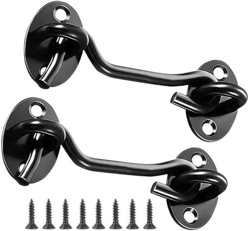 Litensh 2PCS Cerraduras de Gancho para Puerta de Granero, Gancho para Puerta y Pestillo de ojo, Ganchos de Cabina y Pestillo de ojo, Gancho Giratorio,Gancho de Ventana (3 pulgadas)