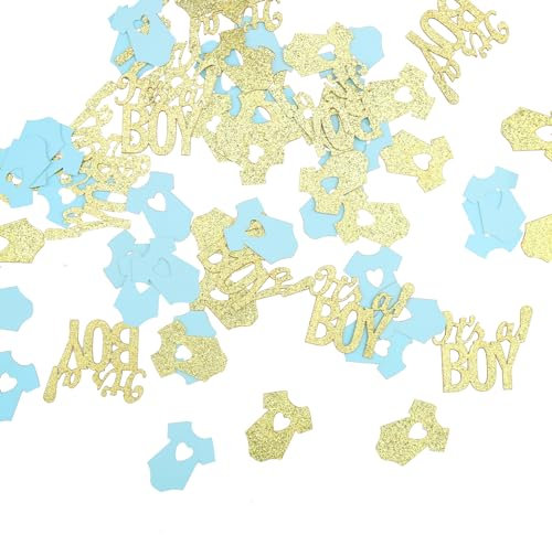 ALEGRE Konfetti Babyparty Deko Junge,100 Stück Its a Boy Konfetti Gold Blau Deko Babyparty Tischdeko,Gender Reveal Party Deko Baby Shower Streudeko,Baby Party Dekoration Boy Taufe Konfetti