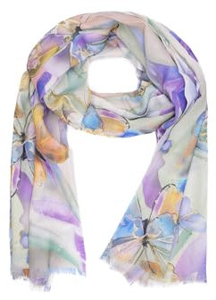 QUEEN HELENA Sciarpa Leggera Fantasia Foulard Morbido Colorato Casual Donna SC024-3 (SC024-5 Viola)