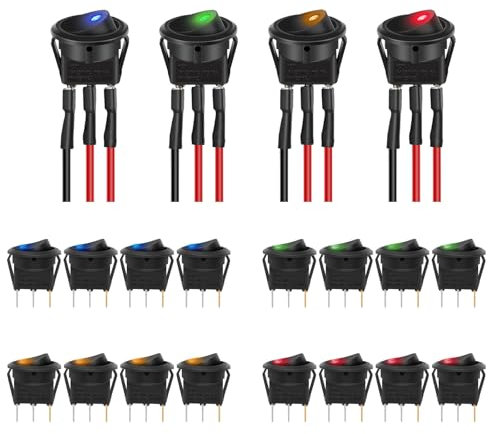 Chelhead 20 pièces interrupteurs à bascule ronds 6A/250V 10A/125V mini 12v interrupteur à bouton poussoir LED étanche on/off, 3 Broches pour la maison, la voiture, le camion