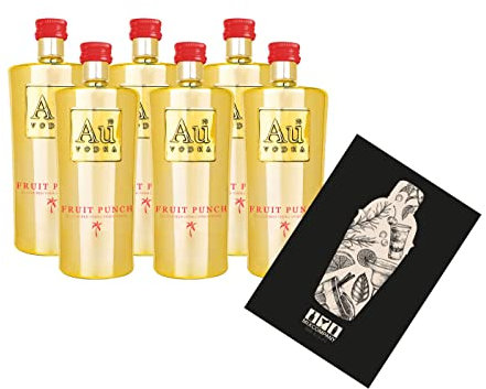 Individuelles Set mit Au Vodka 6er Set Miniatur Fruit Punch 6x 5cl (35,2% Vol) aromatisierte Wodka Spirituose Fruchtmix- [Enthält Sulfite]
