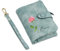 Wamantic Portefeuille Personnalisé Femme Portefeuille Personnalisé avec Nom et Fleur de Naissance Porte Monnaie Court en Cuir PU Portefeuille Petit Format Compact avec 16 Emplacements Cartes(Vert)