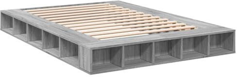 vidaXL Bettgestell, Bett mit Stauraum für Schlafzimmer, Bettrahmen mit Lattenrost, Schlafzimmerbett Doppelbett, Grau Sonoma 160x200cm Holzwerkstoff