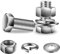 Bullone a testa esagonale da 5/16-45,7 x 2,5 cm, dadi, rondelle piatte e di bloccaggio, 10 pezzi, in acciaio inox 18-8 (304), completamente filettato, SG TZH
